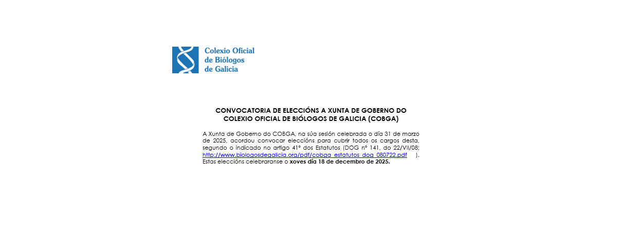 Convocatoria Eleccións Xunta de Goberno