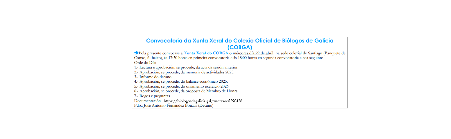 Convocatoria Xunta Xeral