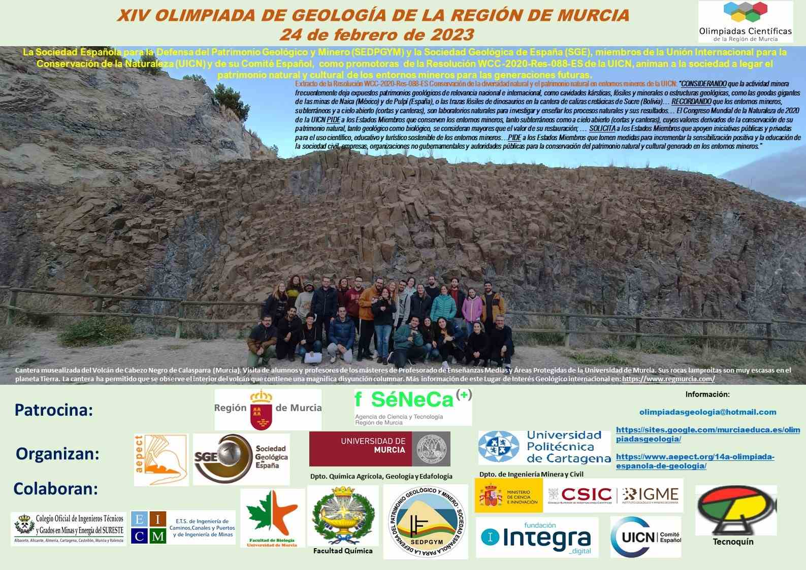 Imagen del evento XIV Olimpiadas de Geología de la Región de Murcia