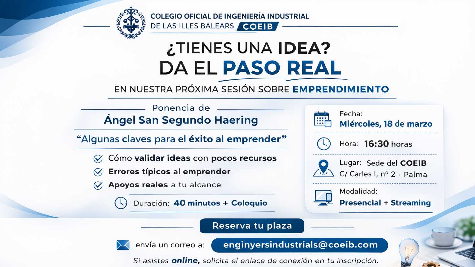 Imagen del evento Jornada "Algunas claves para el éxito al emprender"