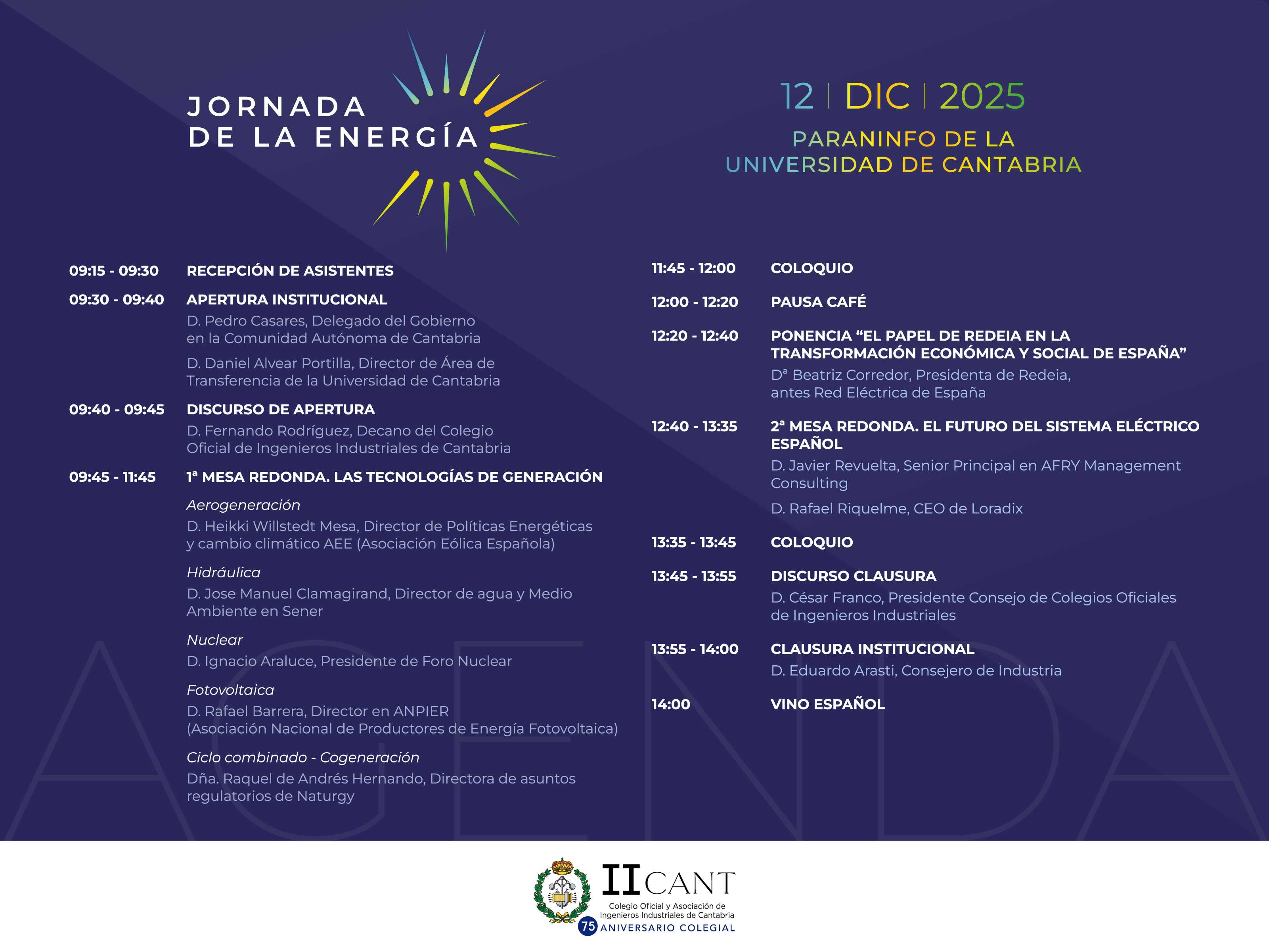 Imagen del evento Jornada de la Energía,  12 de diciembre en el Paraninfo de la Universidad de Cantabria